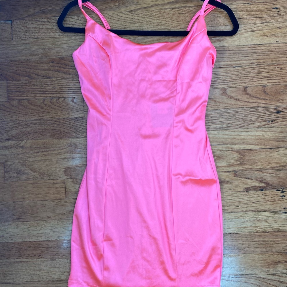Mini satin tank top dress